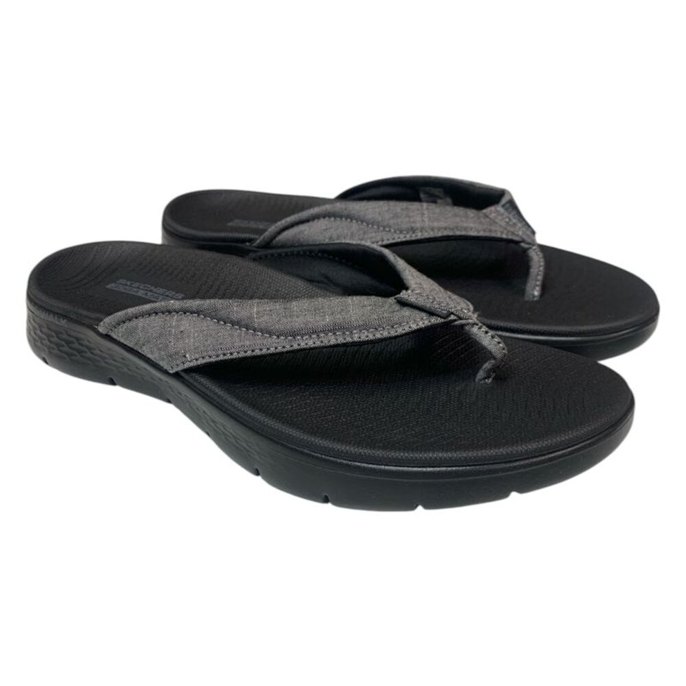 Skechers Black and Gray Foam Thong Sandals